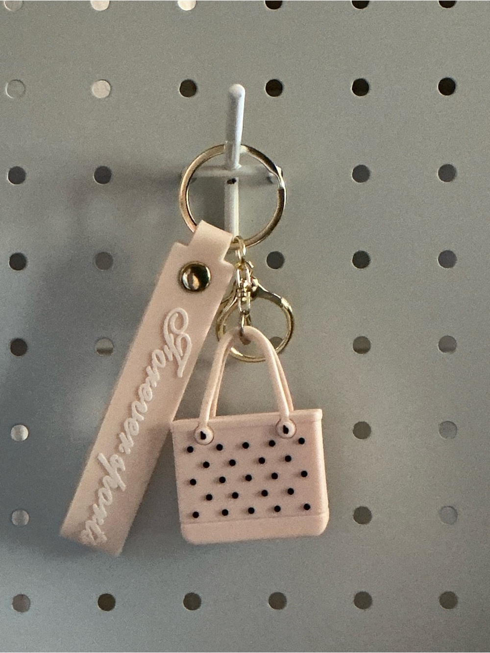 Light Pink Mini Tote Keychain with Strap